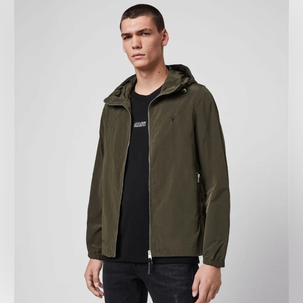 AllSaints Fursdon Lightweight Ramskull Hooded Windbreaker Jacket XXL MSRP: $245